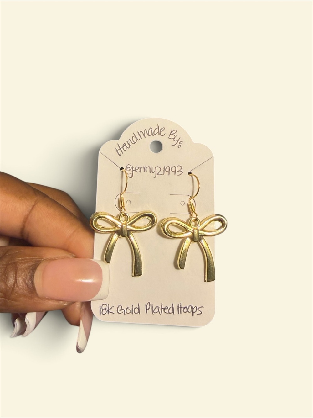 New! Jenny’s Handmade Gold Bow Earrings- 18k Gold Plated Hoops